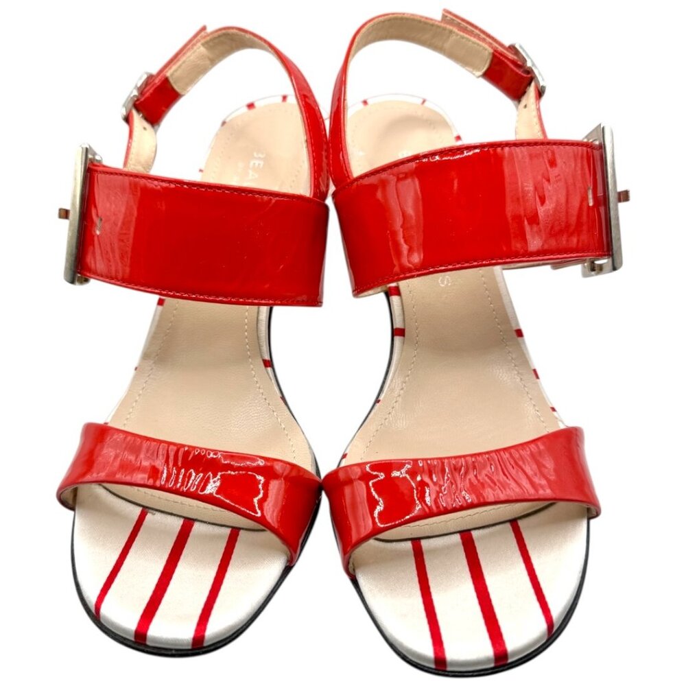 BEAUTIISOLES Made In Italy Leather Marilyn Heeled Sandals With Buckle 6M